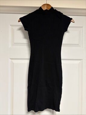 Garage Black Mock Neck Mini Dress